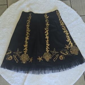 Haven Bleu Black & Gold Embroidered Seashell Skirt – XL –‎ Tulle wd416